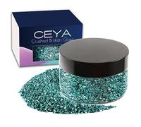 Ceya 5.3oz/150g Irréguliers éclats De Paillettes De Pierre, Bleu Ciel Concassée En Verre éclats De Métal De 2 à 4 mm pour Le Bricolage Nail Art, Les Ornements, L'artisanat, résine époxy, géode, bijoux