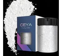 Ceya Paillettes épaisses, 4.9oz/ 140g, Blanc Nacré Poudre de paillettes, mélange de paillettes irisées pour ongles, cheveux, résine époxy, slime, gobelets, peinture sur gobelet, décoration de Noël