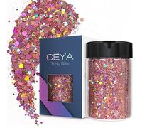 Ceya Paillettes holographiques épaisses, 4.2oz/ 120g, Laser Rose Mauve Poudre de paillettes, mélange de paillettes irisées pour ongles, cheveux, résine époxy, gobelets peinture, décoration de festival