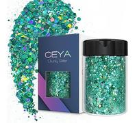 Ceya Paillettes holographiques épaisses, 4.2oz/ 120g, Laser Vert Printanier Poudre de paillettes, mélange de paillettes irisées pour ongles, cheveux, résine époxy, DIY peinture, décoration de festival
