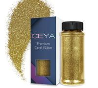 Ceya Poudre de paillettes métalliques fines,100 g,Paillettes dorées extra fines,Pour loisirs créatifs,Paillettes pour verre en résine époxy,Pour nail art, visage, corps, festival, peinture, arts
