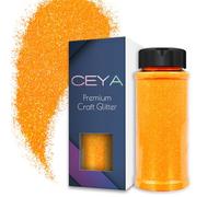 Ceya Poudre de Paillettes Ultra Fine Fluorescente Orange Iridescente 110 g / 3,8 oz 0,2 mm 1/128" 0,008" pour Slime Résine Époxy Artisanat Gobelet Bijoux Art des Ongles Festival Maquillage Peinture