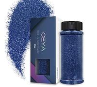 Ceya Poudre de paillettes ultra fines de 0,2 mm pour gobelet en résine, bijoux, nail art, visage, corps, festival, maquillage, scrapbooking, cartes de mariage, peinture, arts - 100 g - Bleu saphir