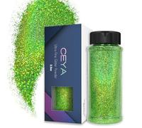 Ceya Poudre de paillettes ultra fines de 100 g - Vert clair holographique - 0,2 mm - Pour slime, résine époxy, artisanat, bijoux, nail art, festival, maquillage, peinture, cartes de mariage