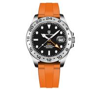 CEYADG Pagani Design Montre mécanique automatique GMT 42 mm Sport étanche en acier inoxydable et verre saphir, B-orange-R