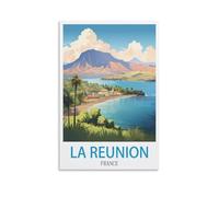 CEYHNO Poster de voyage vintage La Réunion France 08x12pouces(20x30cm) Affiche d'art sur toile et impression d'image d'art mural Décoration moderne de chambre familiale