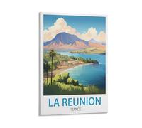 CEYHNO Poster de voyage vintage La Réunion France 08x12pouces(20x30cm) Affiche d'art sur toile et impression d'image d'art mural moderne décoration de chambre familiale
