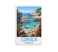 CEYHNO Poster vintage de voyage Corse France - Impression sur toile - Décoration murale moderne pour chambre à coucher - 20 x 30 cm