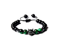 CEYIYA Bracelet viking tête de loup - Bracelet en perles de pierre pour homme, bracelet à breloques pour amis, Free size for adults, Polyester, Pas de gemme