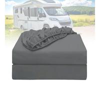 CeyKvo Housse de Matelas 100% Coton pour Camping-Car lit arrière - Set de 3 pièces (2 Lits longitudinaux + 1 élément Central), spécialement conçu pour Camping-Cars et véhicules de Loisir (Gris)