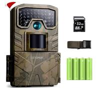 CEYOMUR Caméra de Chasse, Camera Chasse 20MP 1080P avec Carte SD 32 Go et 4 Piles LED IR Vision Nocturne Activée par Le Mouvement et Étanche IP66 pour Le Repérage de la Faune Sauvage