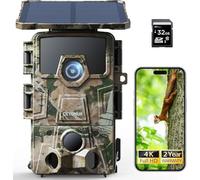 CEYOMUR Solaire Camera de Chasse, 4K 60MP 30fps WiFi 6 Caméra de Chasse avec Carte SD 32GB, 0,1s Activée par Mouvement IP66 Étanche Vision Nocturne, 4400mAh Batterie Rechargeable