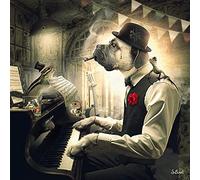 CEyyPD Singe buvant du vin et chien jouant du piano affiches et impressions toile peintures mur Art photos pour salon décor 70x70 cm sans cadre