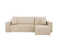 Cezanne - Canapé d'angle réversible 4 places convertible avec coffre en tissu texturé - Beige Beige