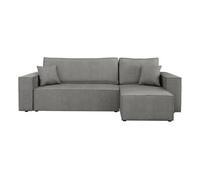 Cezanne - Canapé d'angle réversible 4 places convertible avec coffre en tissu texturé - Gris