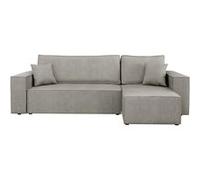Cezanne - Canapé d'angle réversible 4 places convertible avec coffre en tissu texturé - Gris clair Gris clair
