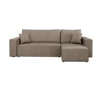 Cezanne - Canapé d'angle réversible 4 places convertible avec coffre en tissu texturé - Marron Marron