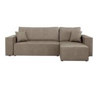 Cezanne - Canapé d'angle réversible 4 places convertible avec coffre en tissu texturé - Marron Marron