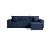 Best mobilier Canapé d'angle réversible Cezanne 4 pl. convertible coffre velours côtelé Bleu Ardoise