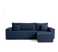 Best mobilier Canapé d'angle réversible Cezanne 4 pl. convertible coffre velours côtelé Bleu Ardoise