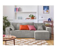 Cezanne - canapé d'angle réversible - 4 places - convertible avec coffre - en velours côtelé - Gris clair