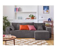 Cezanne - canapé d'angle réversible - 4 places - convertible avec coffre - en velours côtelé - Gris foncé