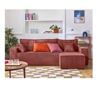 Cezanne - canapé d'angle réversible - 4 places - convertible avec coffre - en velours côtelé - Rose