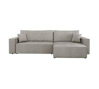 Cezanne - Canapé d'angle réversible 5 places convertible avec coffre en tissu texturé - Gris clair