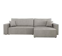 Cezanne - Canapé d'angle réversible 5 places convertible avec coffre en tissu texturé - Gris clair