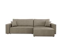 Cezanne - Canapé d'angle réversible 5 places convertible avec coffre en tissu texturé - Marron Marron