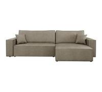 Cezanne - Canapé d'angle réversible 5 places convertible avec coffre en tissu texturé - Marron