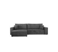 Cezanne - canapé d'angle réversible 5 places convertible avec coffre en velours côtelé - Gris foncé