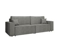 Cezanne - Canapé droit 3 places convertible avec coffre en tissu texturé - Gris