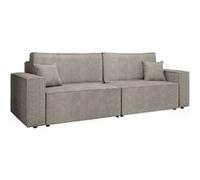 Cezanne - Canapé droit 3 places convertible avec coffre en tissu texturé - Gris clair