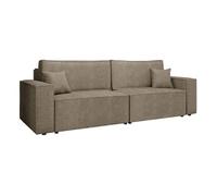 Cezanne - Canapé droit 3 places convertible avec coffre en tissu texturé - Marron Marron G