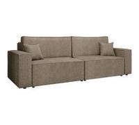 Cezanne - Canapé droit 3 places convertible avec coffre en tissu texturé - Marron