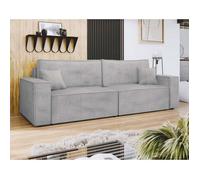 Cezanne - canapé droit 3 places convertible avec coffre en velours côtelé - Gris clair