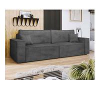 Cezanne - canapé droit 3 places convertible avec coffre en velours côtelé - Gris foncé Gris foncé