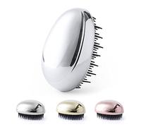 CEZARO - Brosse à cheveux ronde démêlante grise : système anti-enchevêtrement | Femme, homme, enfant (Tramux argent)