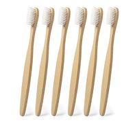 CEZARO - Lot de 6 brosse à dents en bambou naturel pour adulte | Poils souple | Dans emballage individuelle | Ecologique (Lencix 6)