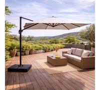 Cezir Parasol déporté rectangulaire 3x4 rotatif gris en aluminium