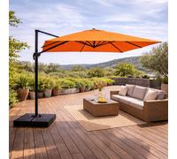 Cezir parasol rectangulaire 3x4 déporté rotatif orange en aluminium