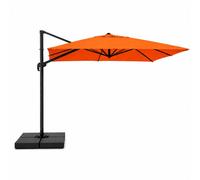 Cezir - Parasol Rectangulaire 3x4 Déporté Rotatif Orange En Aluminium