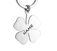 Cezool Porte-clés personnalisé porte-bonheur trèfle à quatre feuilles avec nom gravé en acier inoxydable de haute qualité, cadeau pour petite amie, 1, taille unique