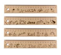 Cezool Règle en bois personnalisée pour enfants - 20 cm - Pour la rentrée des classes 2024 - Avec noms et motifs mignons - Idéale pour la rentrée scolaire et le remplissage des sacs d'école