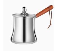 Cezve Cafetière turque en acier inoxydable 720 ml avec couvercle et longue poignée pour moka, lait, thé, induction avec bec verseur, couvercle