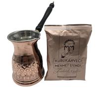 Cezvex - Aspendos - Cafetière turque Cezve - En cuivre - Fabriquée à la main - Jusqu'à 6 tasses - Café Mehmet Efendi - 100 g