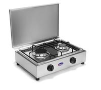 CF Parker Réchaud à gaz en acier avec deux brûleurs - 50 mbar - 36 x 45 x 15 cm - Pour l'intérieur
