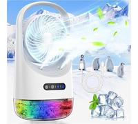CF125 Mini climatiseur portable avec autorotation à 120 °, refroidisseur d'air avec veilleuse 7 couleurs et 3 vents forcés, climatiseur avec bureau, chambre, maison et camping
