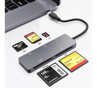 CFast 2.0 Lecteur de cartes mémoire 5 en 1, lecteur de carte mémoire 5 Gbit/s USB-C CFast pour disque San, carte Sony, Transcend, Lexar, lecture simultanée de 5 cartes pour cartes Cfast/SD/CF/XD/TF
